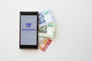 Mexico City, Mexico - 21 Şubat 2025: DeepSeek mobil uygulaması, Çin 'de yenilikçi bir sohbet robotu modeli olan, açık kaynaklı bir yapay zeka girişimidir.