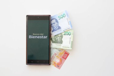 Mexico City, Mexico - 22 Şubat 2025: Banco del Bienestar, Meksika 'da kurulan ve Meksika hükümetine bağlı bir bankacılık kurumudur.