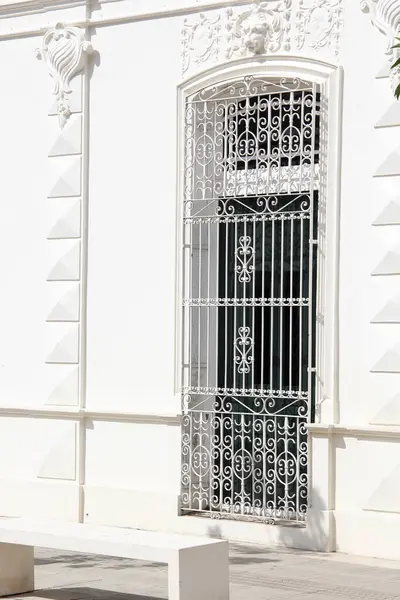 Merida, Yucatan, Meksika 'nın kaldırım taşı caddelerindeki evlerin kapı ve pencereleri..