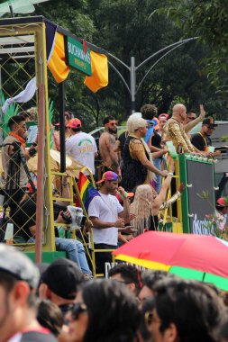 Mexico City, Mexico - 29 Haziran 2024: Onur Yürüyüşü, CDMX caddelerinde LGBTİ topluluğunun, lezbiyen, eşcinsel, biseksüel, trans ve interseksüel üyelerinin bir festival gösterisidir.