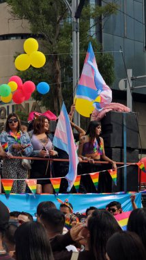Mexico City, Mexico - 29 Haziran 2024: Onur Yürüyüşü, CDMX caddelerinde LGBTİ topluluğunun, lezbiyen, eşcinsel, biseksüel, trans ve interseksüel üyelerinin bir festival gösterisidir.