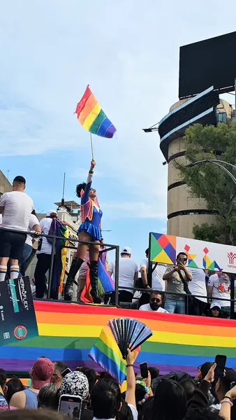 Mexico City, Mexico - 29 Haziran 2024: Onur Yürüyüşü, CDMX caddelerinde LGBTİ topluluğunun, lezbiyen, eşcinsel, biseksüel, trans ve interseksüel üyelerinin bir festival gösterisidir.