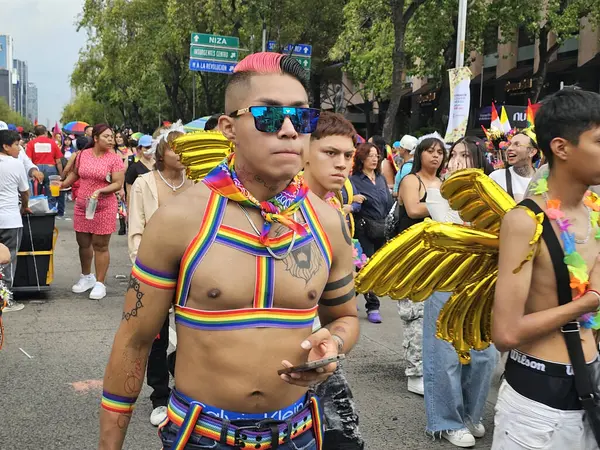 Mexico City, Mexico - 29 Haziran 2024: Onur Yürüyüşü, CDMX caddelerinde LGBTİ topluluğunun, lezbiyen, eşcinsel, biseksüel, trans ve interseksüel üyelerinin bir festival gösterisidir.