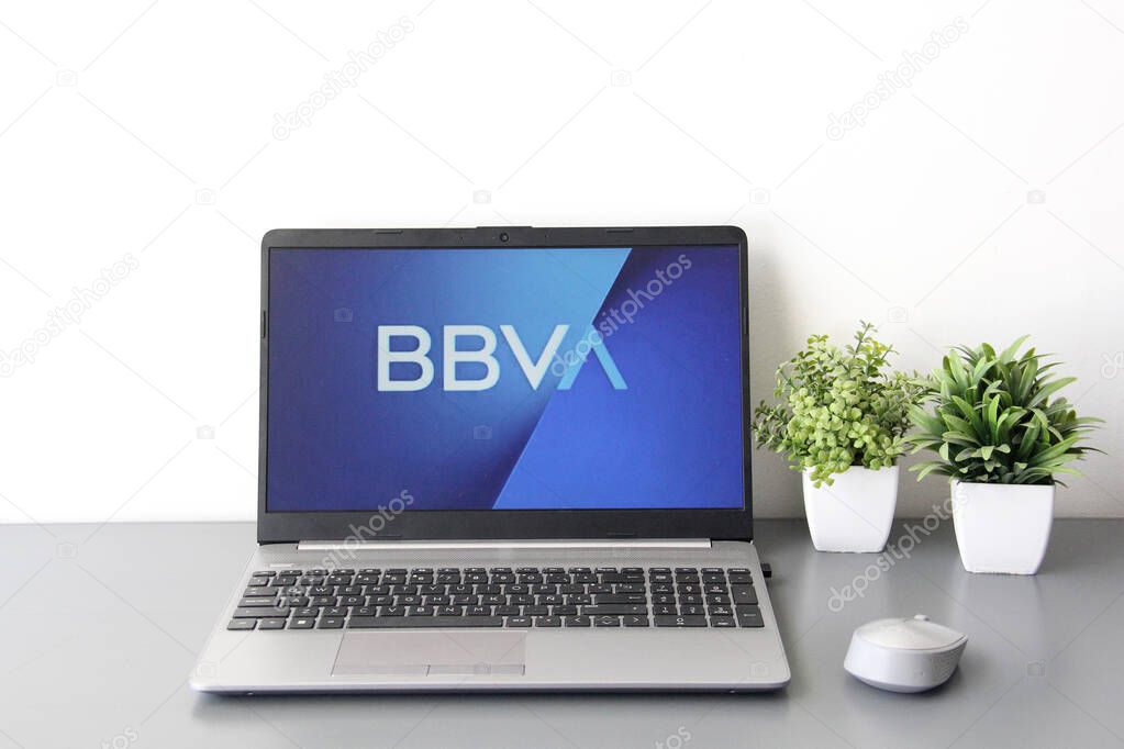 Mexico City, Mexico - Feb 22, 2025: BBVA, which stands for Banco Bilbao Vizcaya Argentaria, is a global financial group that offers financial products and services via app and web