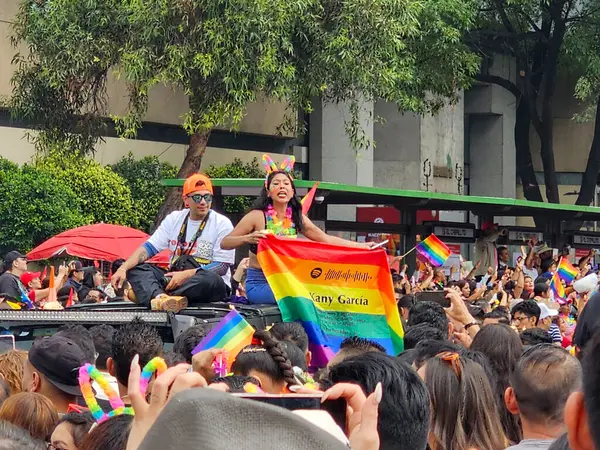 Mexico City, Mexico - 29 Haziran 2024: CDMX 'teki LGBT + gurur yürüyüşü, cinsel ve cinsiyet çeşitliliğini, lezbiyen, eşcinsel, biseksüel, transseksüel eşcinsellerin eşit hakları için yapılan bir gösteridir.
