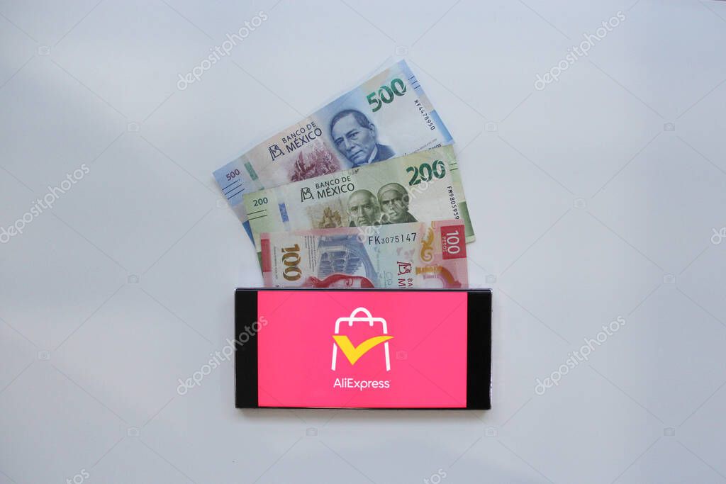 Mexico City, Mexico - Feb 22, 2025: AliExpress, the international e-commerce platform of the Alibaba Group, sells products at low prices