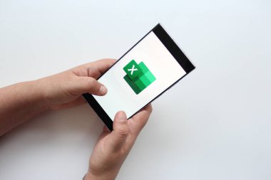 Mexico City, Mexico - 22 Şubat 2025: Excel, Microsoft 'un hesap tablolarını oluşturmanızı, görmenizi, düzenlemenizi ve paylaşmanızı sağlayan mobil uygulamadır. Hesaplamalar yap ve herhangi bir mobil aygıttan grafikler oluştur