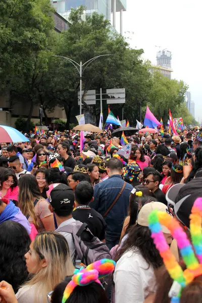 Mexico City, Mexico - 29 Haziran 2024: Onur Yürüyüşü, CDMX caddelerinde LGBTİ topluluğunun, lezbiyen, eşcinsel, biseksüel, trans ve interseksüel üyelerinin bir festival gösterisidir.
