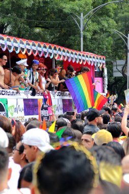 Mexico City, Mexico - 29 Haziran 2024: Onur Yürüyüşü, CDMX caddelerinde LGBTİ topluluğunun, lezbiyen, eşcinsel, biseksüel, trans ve interseksüel üyelerinin bir festival gösterisidir.