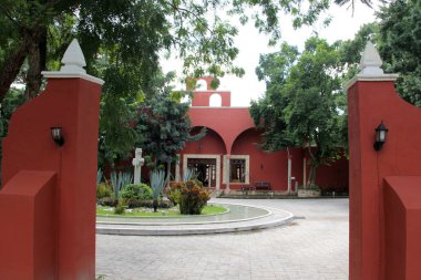 Merida, Yucatan, Meksika - 21 Kasım 2022: Merida, Yucatan 'daki Hacienda Santa Cruz butik oteli misafirlere doğa, huzur, konfor ve mahremiyet sunuyor