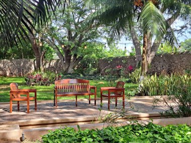Merida, Yucatan, Meksika - 21 Kasım 2022: Merida, Yucatan 'daki Hacienda Santa Cruz butik oteli misafirlere doğa, huzur, konfor ve mahremiyet sunuyor