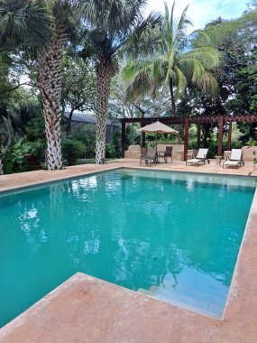 Merida, Yucatan, Meksika - 21 Kasım 2022: Merida, Yucatan 'daki Hacienda Santa Cruz butik oteli misafirlere doğa, huzur, konfor ve mahremiyet sunuyor