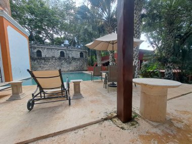 Merida, Yucatan, Meksika - 21 Kasım 2022: Merida, Yucatan 'daki Hacienda Santa Cruz butik oteli misafirlere doğa, huzur, konfor ve mahremiyet sunuyor