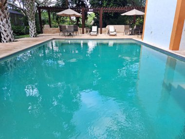 Merida, Yucatan, Meksika - 21 Kasım 2022: Merida, Yucatan 'daki Hacienda Santa Cruz butik oteli misafirlere doğa, huzur, konfor ve mahremiyet sunuyor