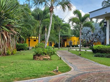 Merida, Yucatan, Meksika - 21 Kasım 2022: Merida, Yucatan 'daki Hacienda Santa Cruz butik oteli misafirlere doğa, huzur, konfor ve mahremiyet sunuyor