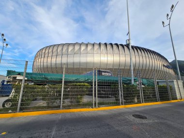 Monterrey, Nuevo Leon, Meksika - 29 Temmuz 2025: Guadalupe, Nuevo Leon, Meksika 'da bulunan BBVA Futbol Stadyumu, 2026 FIFA Dünya Kupası' na ev sahipliği yapmaktadır.