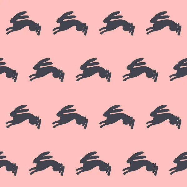 ピンクのバニーのシルエットとシームレスなベクトルパターン イースター無限の背景 包装紙 ミニマルデザイン — ストックベクタ