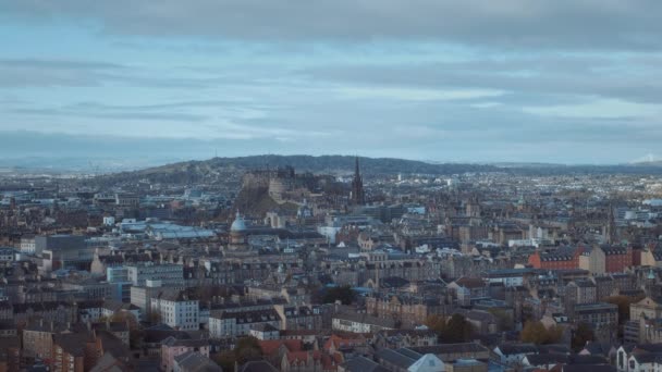 View Top Edinburgh City Centre Morning Video Footage Forward Camera — Stockvideo