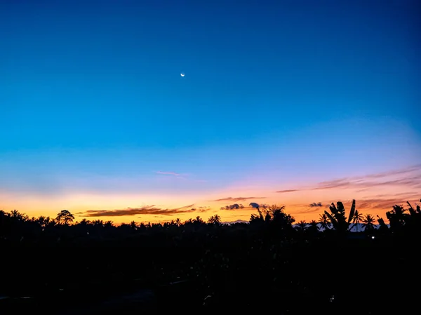 Sonnenaufgang Morgen Einem Dorf Inmitten Von Reisfeldern — Stockfoto