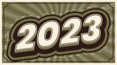 Mutlu yıllar 2023 Vintage stil animasyon videosu