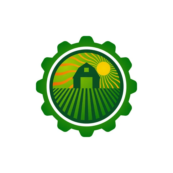 Logotipo Granja Plantación Con Energía Solar — Archivo Imágenes Vectoriales