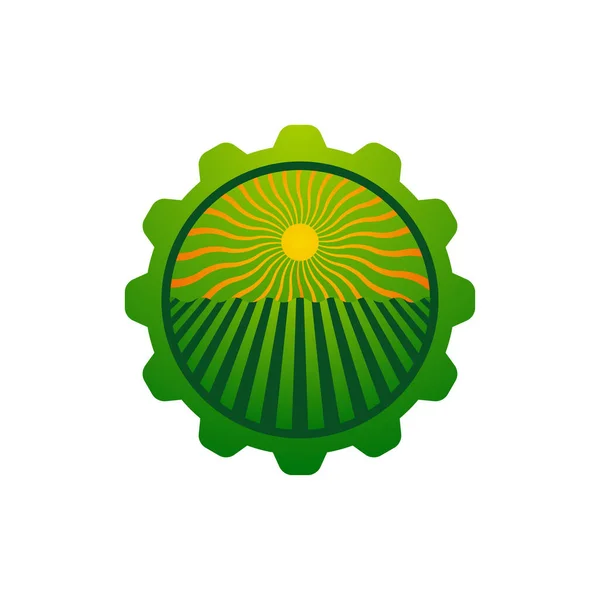 Farm Plantation Logo Sunlight Energy — Stock Vector