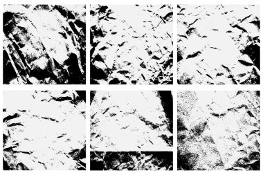 Set of the Black Old Blank Paper Old Ruined Rough Shabby Grunge Scratched Torn Torn Texture.