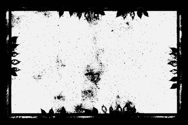 square frame with Grunge black ink ornament around the edges, white background in vector EPS format B