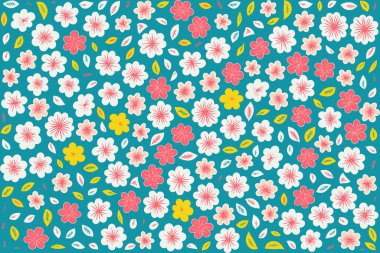 floral ornament pattern in colorful flat design for gift wrapping, vector stock