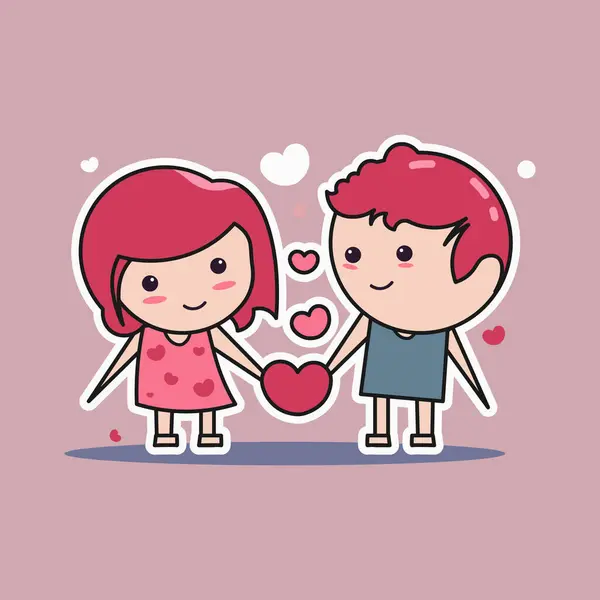 Valentine Day Themed Vector Style Flat Design Isolated Background — Stock Vector