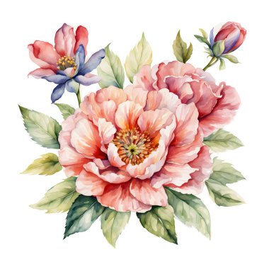 Tasarım kartları için renkli suluboya çiçekler, EPS vektör biçimi.