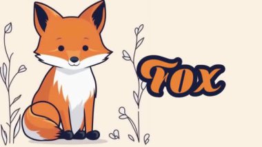 Hayvan isimlerine eğitici animasyon, video hayvan 4k çözünürlüğü.