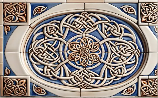 Celtic ceramic tile texture, classic and old school with 8K resolution.