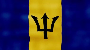 Barbados bayrağı dalgalanan kumaş mükemmel döngü, tam ekran animasyon 4K Çözünürlük mp4
