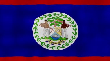 Belize bayrak sallama bezi Mükemmel Döngü, Tam Ekran Canlandırma 4K Çözünürlük. mp4