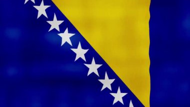 Bosna-Hersek bayrağı sallıyor, kumaş mükemmel ilmek, tam ekran animasyon 4K Çözünürlük. mp4