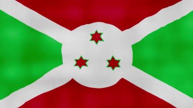 Burundi bayrağı dalgalanan kumaş mükemmel döngü, tam ekran animasyon 4K Çözünürlük mp4