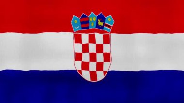 Hırvatistan bayrak sallayan kumaş Mükemmel Döngü, Tam Ekran Canlandırma 4K Çözünürlük. mp4
