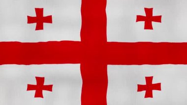 Gürcistan bayrağı sallayan kumaş mükemmel döngü, tam ekran animasyon 4K Çözünürlük. mp4