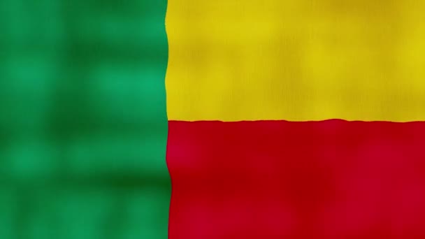 Benin Flagga Viftande Duk Perfekt Looping Helskärmanimation Resolution Mp4 — Stockvideo