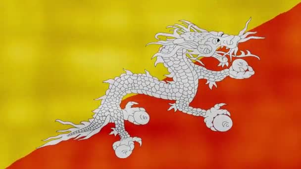 Bandeira Butão Acenando Pano Perfeito Looping Animação Tela Cheia Resolution — Vídeo de Stock