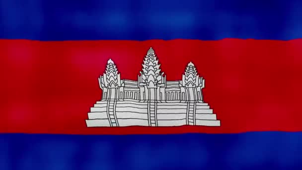 Kambodzsa Zászló Hullámzó Ruha Tökéletes Hurkolás Teljes Képernyős Animáció Resolution — Stock videók