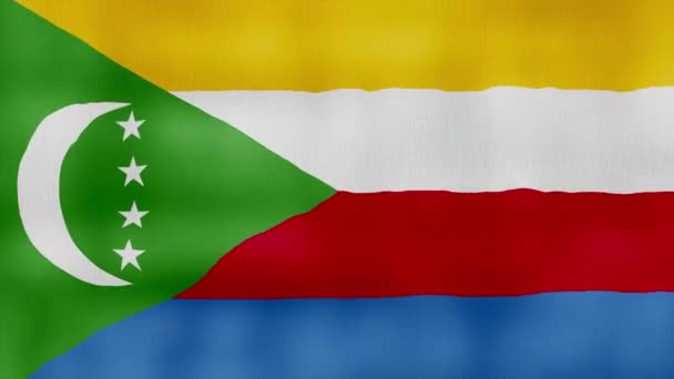 Komoros Bayrağı Dalgalanan Kumaş Mükemmel Döngü Tam Ekran Animasyon Çözünürlük — Stok video