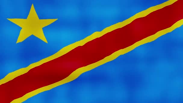 Demokratyczna Republika Konga Flaga Falująca Tkanina Perfect Looping Pełny Ekran — Wideo stockowe