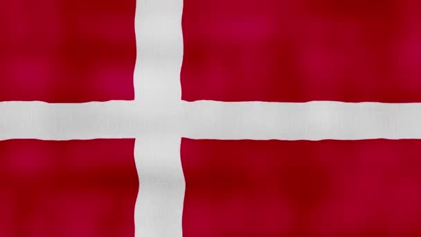 Bandeira Dinamarca Acenando Pano Perfeito Looping Animação Tela Cheia Resolution — Vídeo de Stock