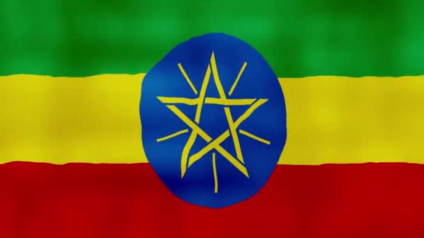 Etiopien Flagga Viftande Duk Perfekt Looping Helskärmanimation Resolution Mp4 — Stockvideo