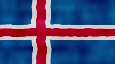 İzlanda bayrağı dalgalanan kumaş mükemmel döngü, tam ekran animasyon 4K Çözünürlük mp4