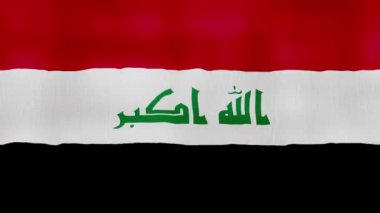 Irak bayrağı dalgalanan kumaş mükemmel döngü, tam ekran animasyon 4K Çözünürlük. mp4