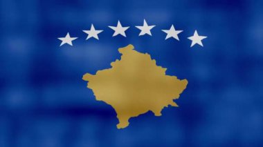 Kosova bayrağı sallıyor Mükemmel Döngü, Tam Ekran Canlandırma 4K Çözünürlük. mp4