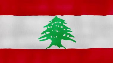 Lübnan bayrağı dalgalanan kumaş mükemmel döngü, tam ekran animasyon 4K Çözünürlük mp4